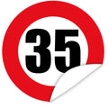 Aufkleber-Zahl-35-Motiv-Verkehrsschild