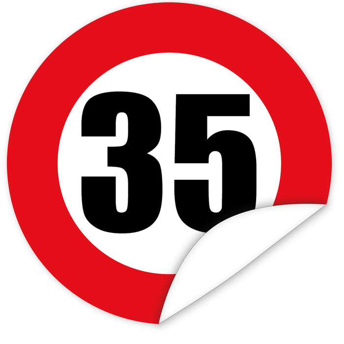 Aufkleber-Zahl-35-Motiv-Verkehrsschild