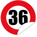 Aufkleber-Zahl-36-Motiv-Verkehrsschild