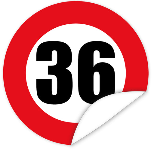 Aufkleber-Zahl-36-Motiv-Verkehrsschild