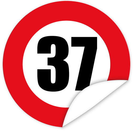 Aufkleber-Zahl-37-Motiv-Verkehrsschild