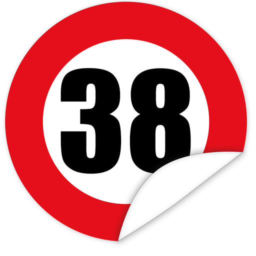 Aufkleber-Zahl-38-Motiv-Verkehrsschild
