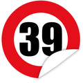 Aufkleber-Zahl-39-Motiv-Verkehrsschild