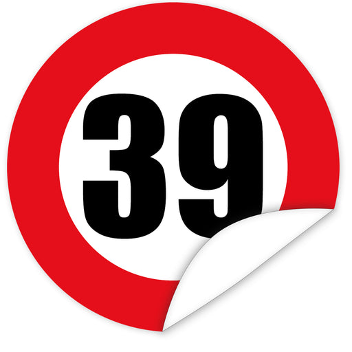 Aufkleber-Zahl-39-Motiv-Verkehrsschild