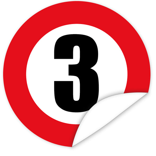 Aufkleber-Zahl-3-Motiv-Verkehrsschild