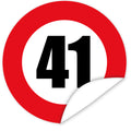 Aufkleber-Zahl-41-Motiv-Verkehrsschild