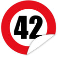 Aufkleber-Zahl-42-Motiv-Verkehrsschild