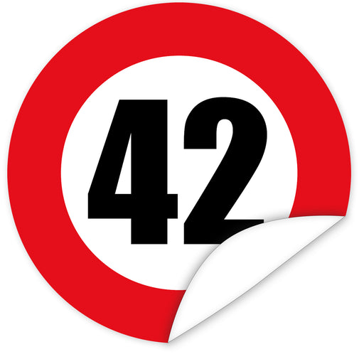 Aufkleber-Zahl-42-Motiv-Verkehrsschild