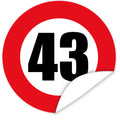 Aufkleber-Zahl-43-Motiv-Verkehrsschild