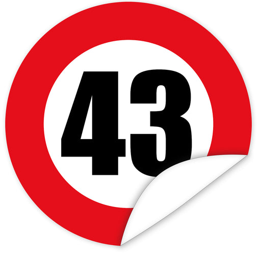 Aufkleber-Zahl-43-Motiv-Verkehrsschild