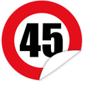 Aufkleber-Zahl-45-Motiv-Verkehrsschild