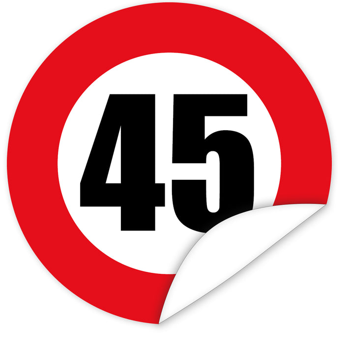 Aufkleber-Zahl-45-Motiv-Verkehrsschild