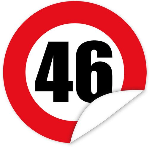 Aufkleber-Zahl-46-Motiv-Verkehrsschild