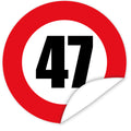 Aufkleber-Zahl-47-Motiv-Verkehrsschild