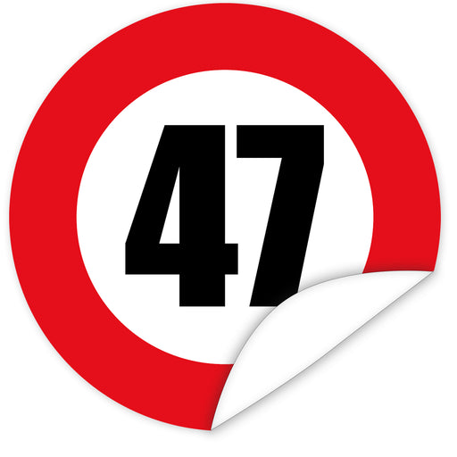 Aufkleber-Zahl-47-Motiv-Verkehrsschild