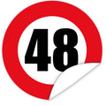 Aufkleber-Zahl-48-Motiv-Verkehrsschild