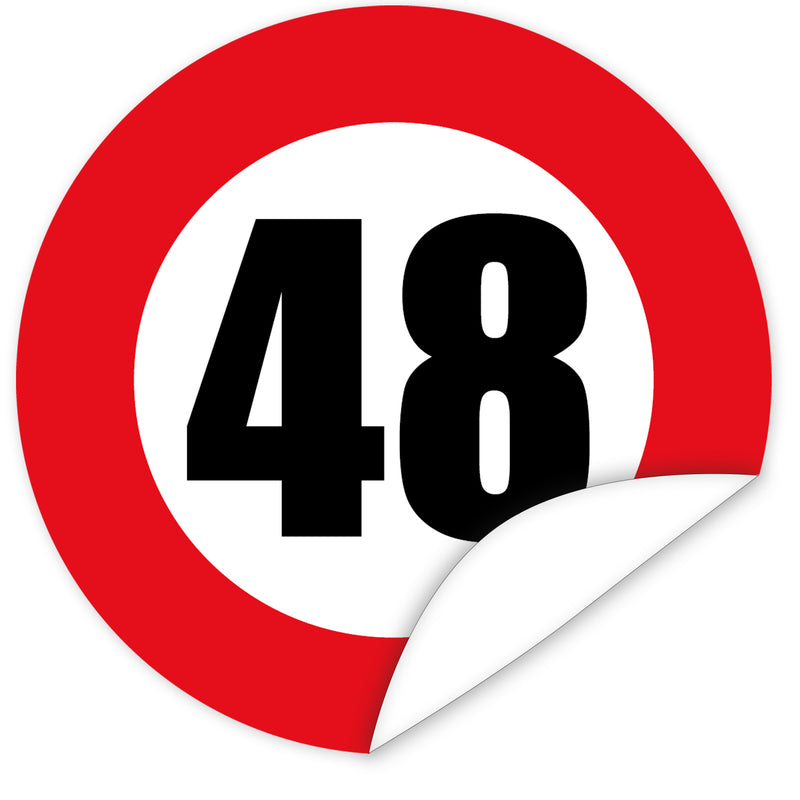 Aufkleber-Zahl-48-Motiv-Verkehrsschild