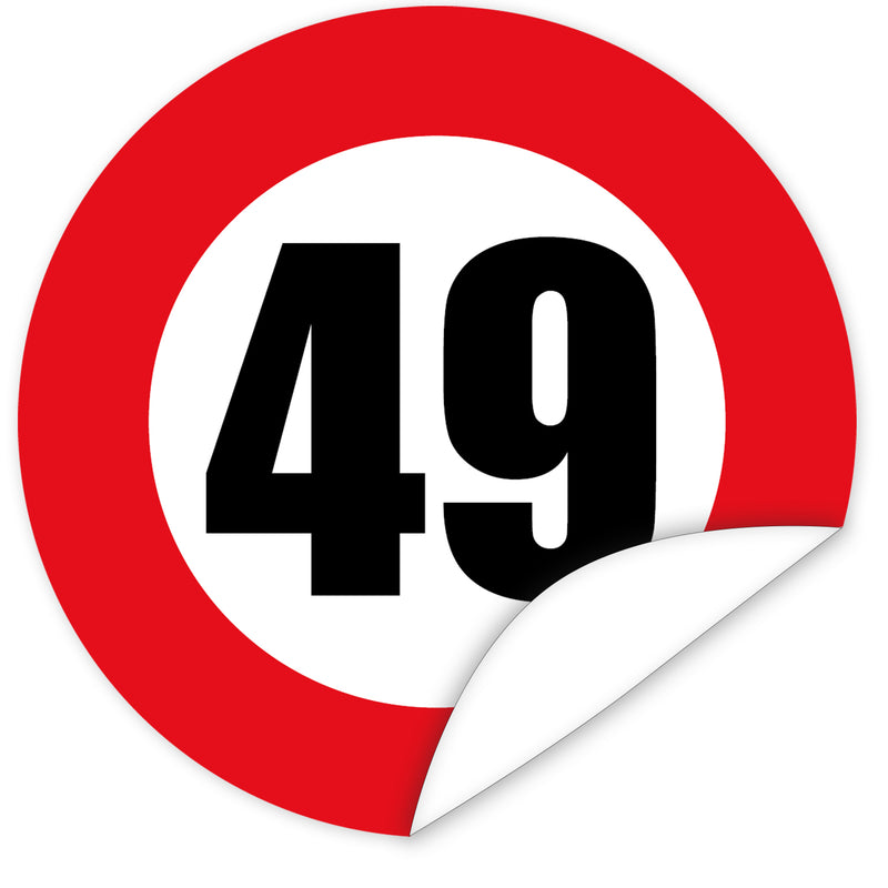 Aufkleber-Zahl-49-Motiv-Verkehrsschild