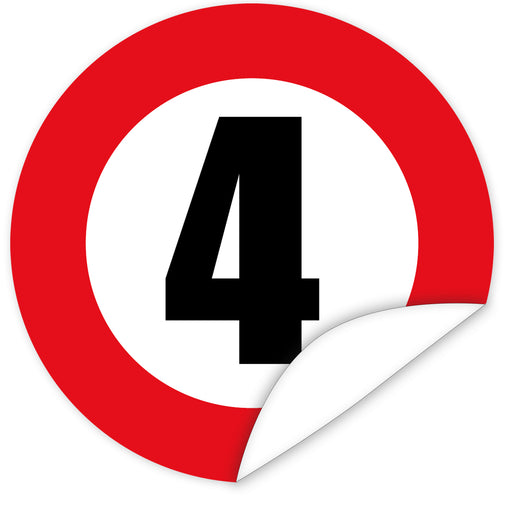 Aufkleber-Zahl-4-Motiv-Verkehrsschild