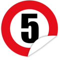 Aufkleber-Zahl-5-Motiv-Verkehrsschild