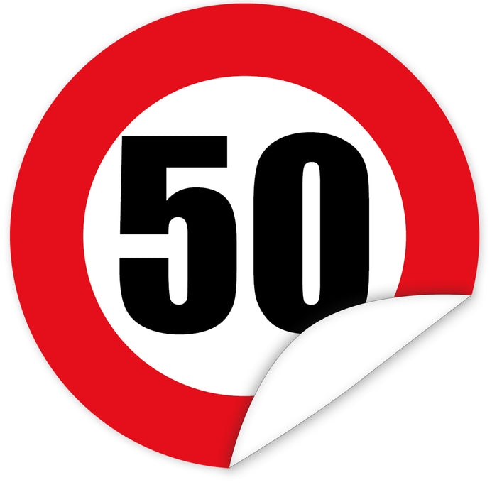 Aufkleber-Zahl-50-Motiv-Verkehrsschild