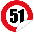 Aufkleber-Zahl-51-Motiv-Verkehrsschild