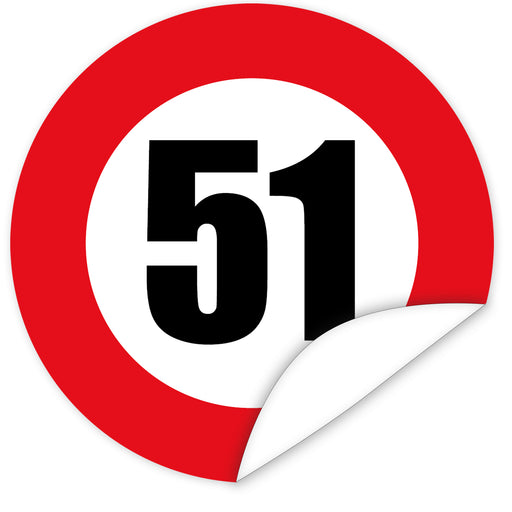 Aufkleber-Zahl-51-Motiv-Verkehrsschild