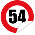 Aufkleber-Zahl-54-Motiv-Verkehrsschild
