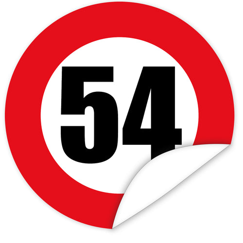 Aufkleber-Zahl-54-Motiv-Verkehrsschild