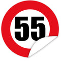 Aufkleber-Zahl-55-Motiv-Verkehrsschild