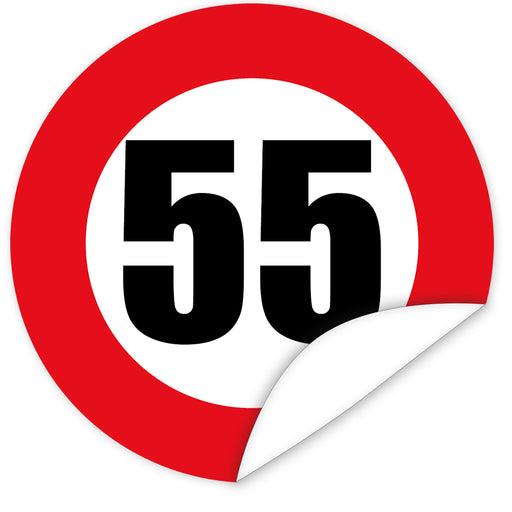 Aufkleber-Zahl-55-Motiv-Verkehrsschild