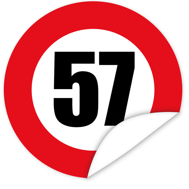 Aufkleber-Zahl-57-Motiv-Verkehrsschild