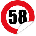 Aufkleber-Zahl-58-Motiv-Verkehrsschild