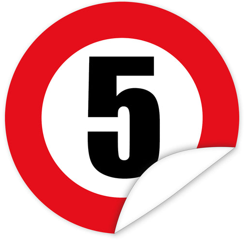 Aufkleber-Zahl-5-Motiv-Verkehrsschild