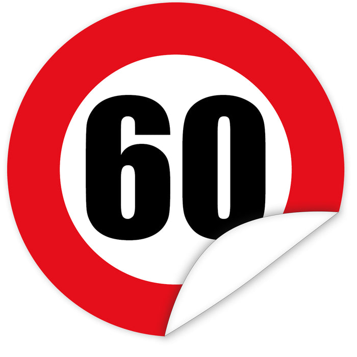 Aufkleber-Zahl-60-Motiv-Verkehrsschild