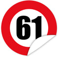 Aufkleber-Zahl-61-Motiv-Verkehrsschild