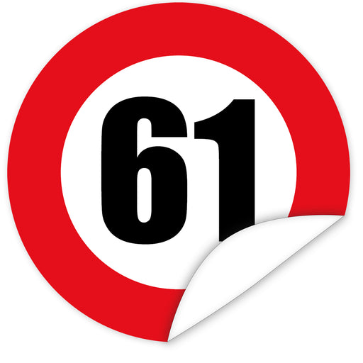 Aufkleber-Zahl-61-Motiv-Verkehrsschild