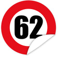 Aufkleber-Zahl-62-Motiv-Verkehrsschild