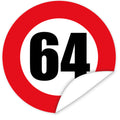 Aufkleber-Zahl-64-Motiv-Verkehrsschild