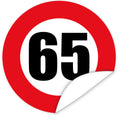 Aufkleber-Zahl-65-Motiv-Verkehrsschild