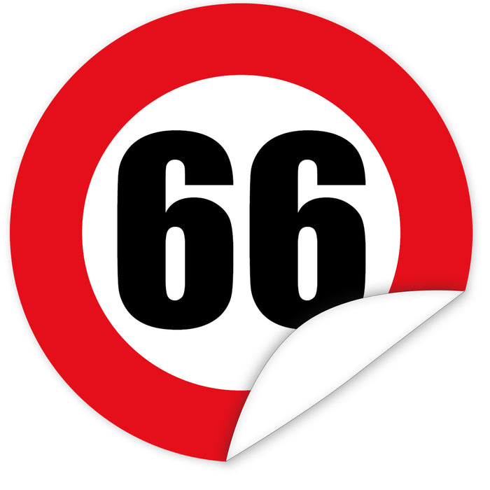 Aufkleber-Zahl-66-Motiv-Verkehrsschild