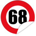 Aufkleber-Zahl-68-Motiv-Verkehrsschild