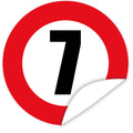 Aufkleber-Zahl-7-Motiv-Verkehrsschild