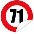 Aufkleber-Zahl-71-Motiv-Verkehrsschild