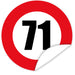 Aufkleber-Zahl-71-Motiv-Verkehrsschild