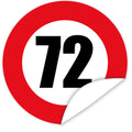 Aufkleber-Zahl-72-Motiv-Verkehrsschild