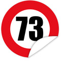 Aufkleber-Zahl-73-Motiv-Verkehrsschild