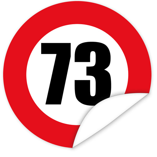 Aufkleber-Zahl-73-Motiv-Verkehrsschild