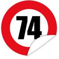 Aufkleber-Zahl-74-Motiv-Verkehrsschild