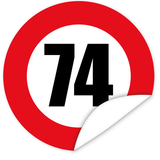 Aufkleber-Zahl-74-Motiv-Verkehrsschild